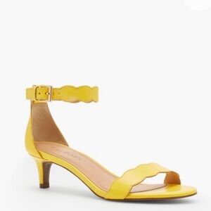EUC Talbots Pila Yellow Leather Kitten Heel Sandals - 7 - Made in Spain
